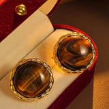 Gold Tiger Eye Bead Earrings