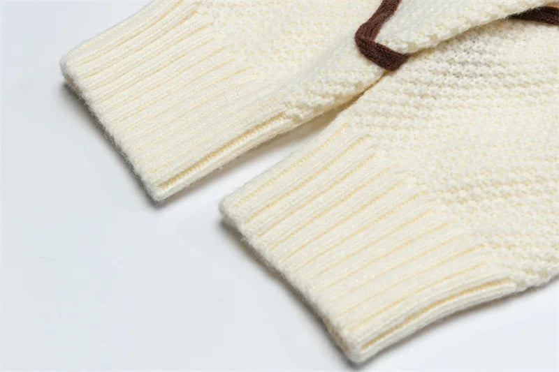 Oversized Wave Pattern Knit Jumper Sweater