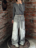 Y2K Retro Gradient Cargo Denim Jeans