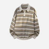Y2K Japanese Style Stripe Knitwear Polo Sweater