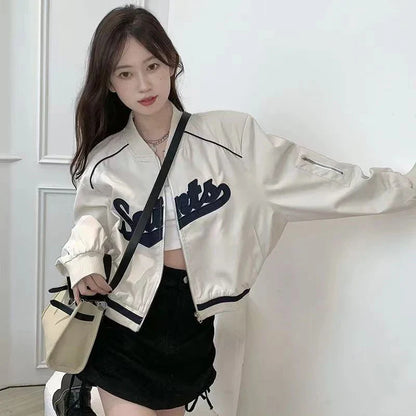Women Stylish Embroidered Baseball Jacket