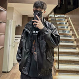 Men Classic Retro Smooth Military PU Leather Jacket
