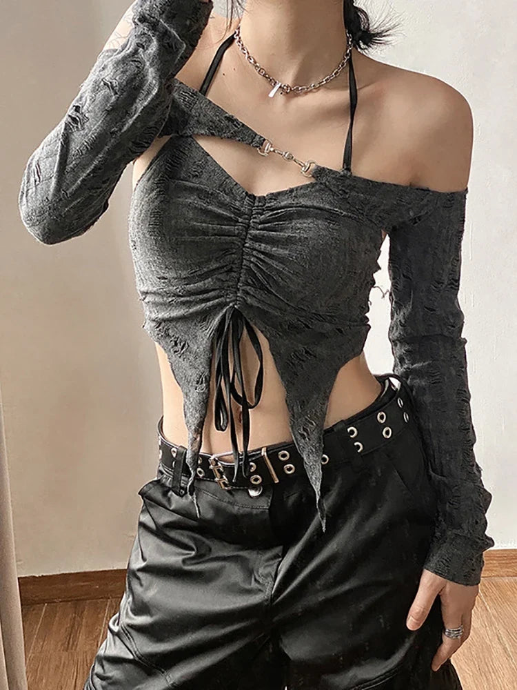 Vintage Gothic Drawstring Fairy Camisole T-Shirt