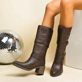 Retro Brown Hip Hop Cowboy Leather Boots