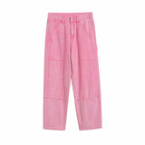 Wardrobe Staple Elegant Pink Baggy Cargo Jeans