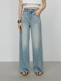 Vintage Wash Distressed Relaxed Straight Jeans
