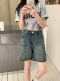 Women Vintage High Waist Denim Short