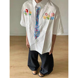 Vintage American Grid Pattern Embroidered Shirt
