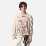 Flattering Graffiti Print Long Sleeve T-Shirt