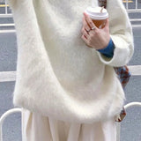 Cozy White Knit Long Sleeve Sweater