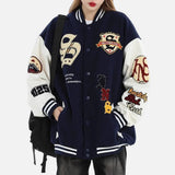 Embroidered Multi Badges Baseball Varsity Jacket