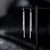 Trendy Chic Silver Tassel Long Earrings
