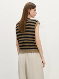 Women Retro Striped Knit Summer Sleeveless Sweater