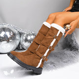 Winter Retro Faux Fur Square Heels Boot