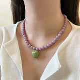 Colorful Heart Pendant Beaded Necklace