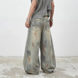 Retro Dirty American Style Wide Leg Jeans