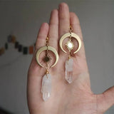 Brass Crescent Boho Witchy Earrings