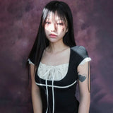 Gothic Lace Patchwork Fairycore Aesthetics T-Shirt