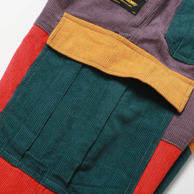 Corduroy Color Block Cargo Pants