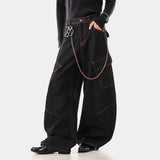Streetwear Curved Knife Wide Leg Denim Cargo Jeans
