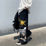 Y2K Graffiti Print Oversized Wide Leg Pants