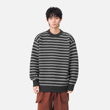 Winter Cool Stripe Knit Crew Neck Sweater