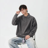 Classic Loose Fit Long Sleeve Polo Sweatshirt