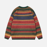 Rainbow Fluffy Oversized Striped Fuzzy Sweater