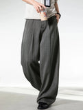 Old Money Style Stripe Wide Leg Suit Pants