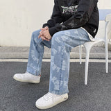 Letter Pattern Light Wash Jeans