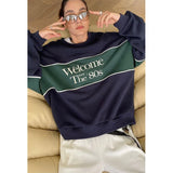 Vintage Letter Print Oversized Sweatshirt