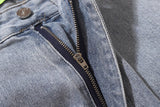 Butterfly Snake Embroidery Straight Denim Pants