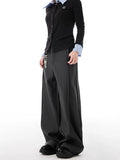 Warm Sleek Black Wide Leg Pleated Pants