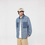 Investment Piece Casual Splice Denim Long Sleeve Shirt