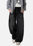 Japanese Style Washed Splatter Relaxed Fit Jeans