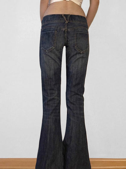 Y2K Vintage Flared Button-Up Low Jeans