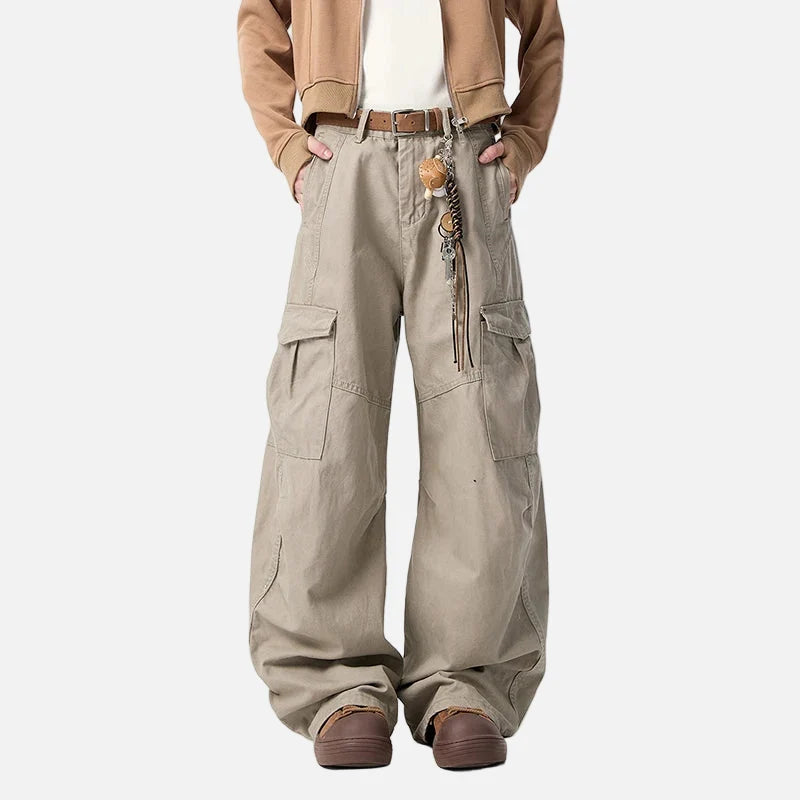 Streetwear Wide Leg Curved Knife Cargo Pants