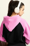 Women's Brick Color Block Cropped Hoodie