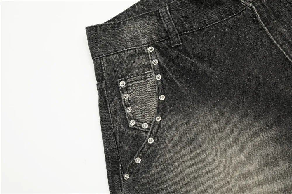 Y2K Rivets Washed Lightning Jorts