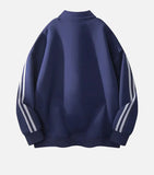 Patchwork Solid Color Turn Down Collar Sweatshirt