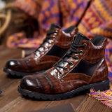 Luxury Crocodile Pattern Leather Boots
