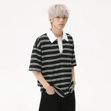 Striped Casual Button Down T-Shirt