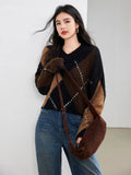 Cozy Scottish Diamond Grid Knit Sweater