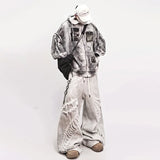 Streetwear High Street Patched Wide Leg Jeans