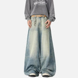 Chic Gradient Patchwork Blue Wide Leg Jeans