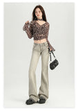 Stylish Flare Mid-Waist Stretch Jeans