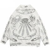 Effortless Rose Eye Scorpion Print Knitted Sweater