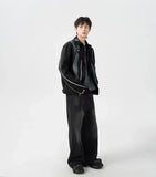 Streetwear Patchwork Contrast Color Zipper Jacket