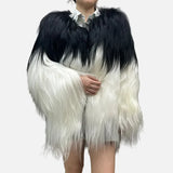 Luxury Mixed Color Goat Faux Fur Wool Jacket