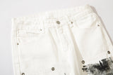 Y2K White Straight Punk Pants